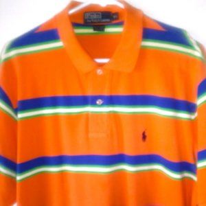 Polo RALPH LAUREN Classic Fit Men’s Shirt, Orange with Blue & Green stripes...